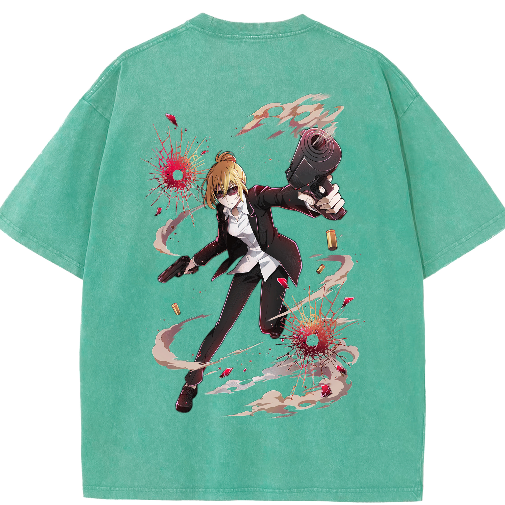 （画像用） 文豪ストレイドッグス Bungo Stray Dogs 綿100% ヴィンテージ風 半袖Tシャツ（背面プリント）